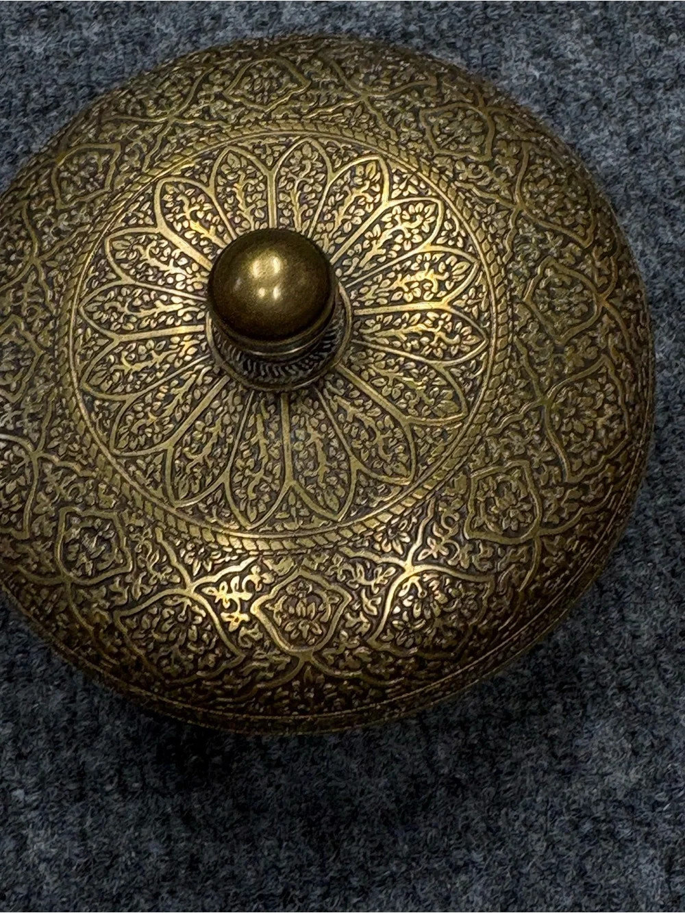 Vintage Ornate Brass Decorative Trinket  Box with Embossed Lid